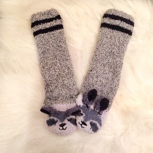 Adorable Cozy Foot Raccoon Sock Slippers 9-11 New
